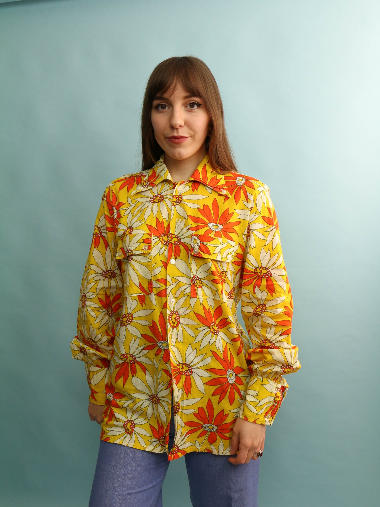 70s Floral Shirt - Size L