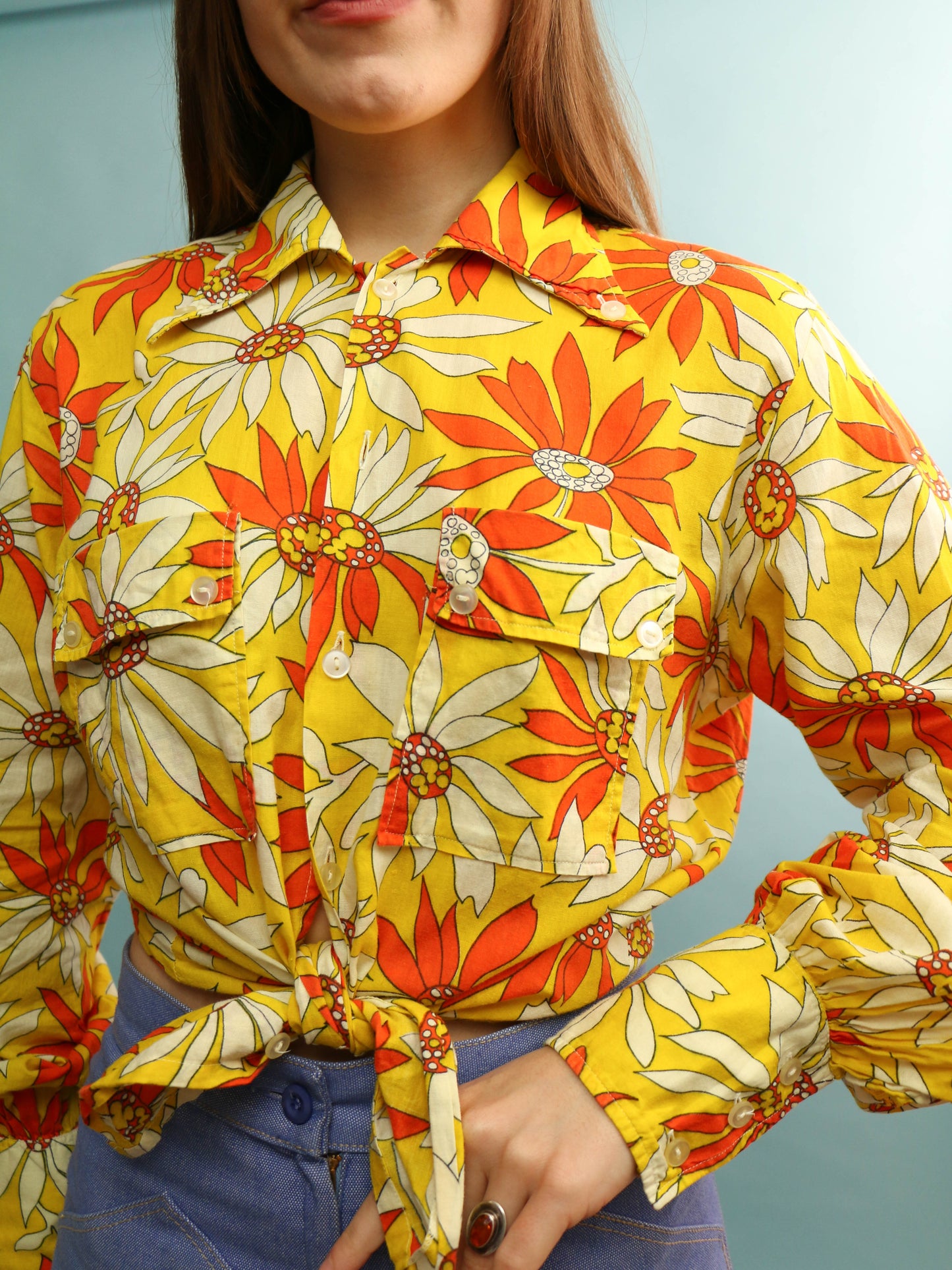 70s Floral Shirt - Size L