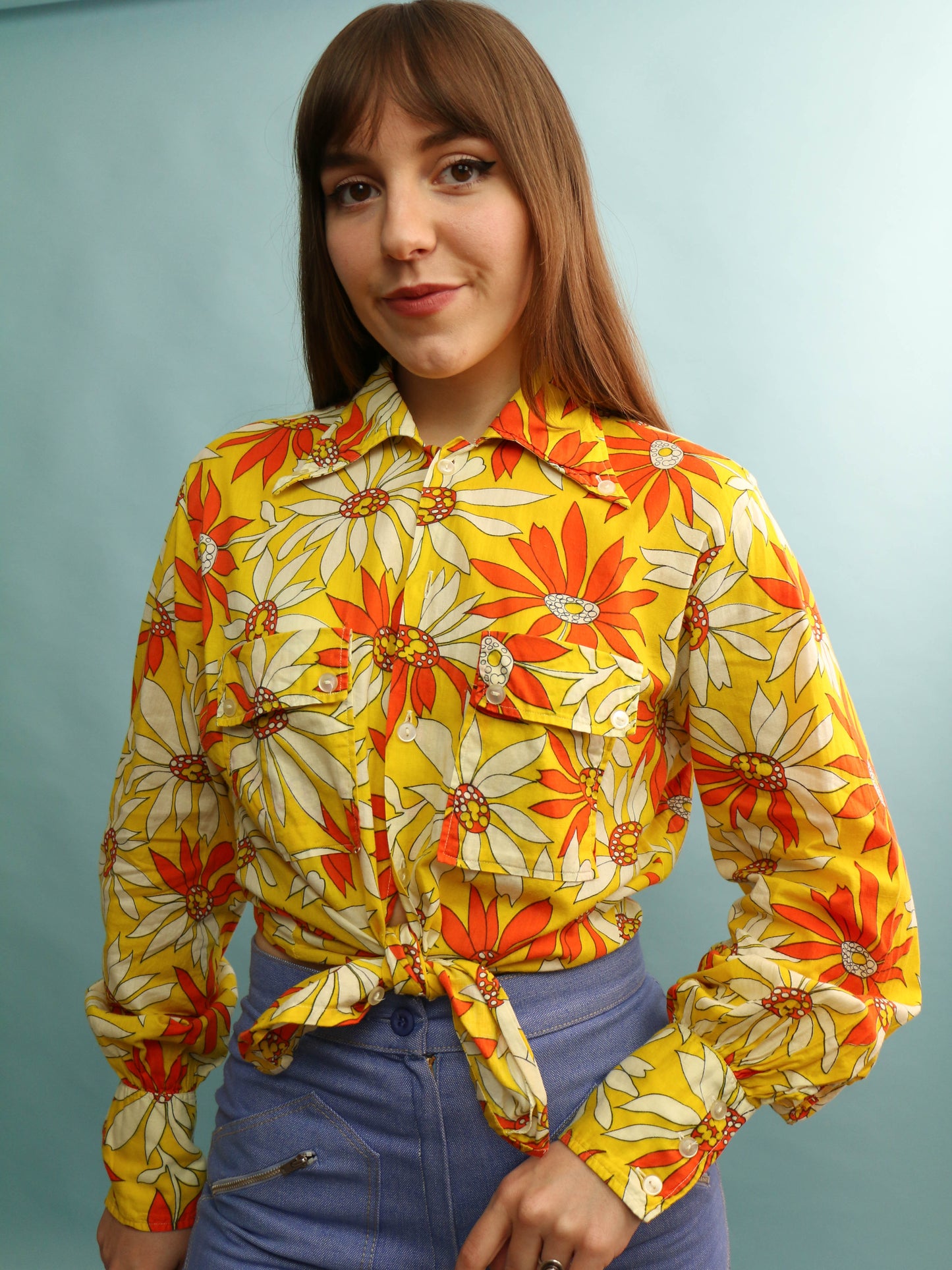 70s Floral Shirt - Size L