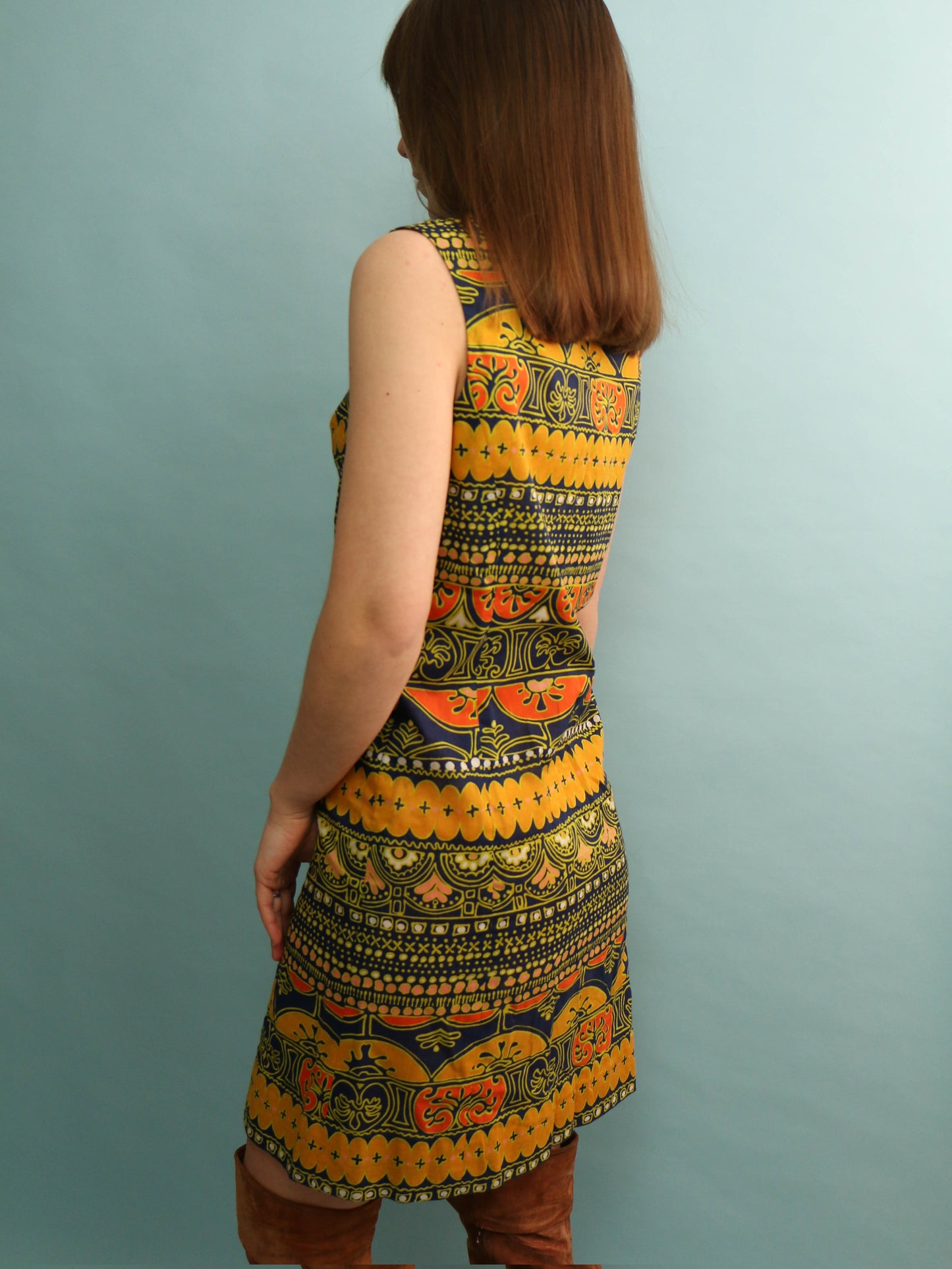 Vintage Printed Dress - Size S