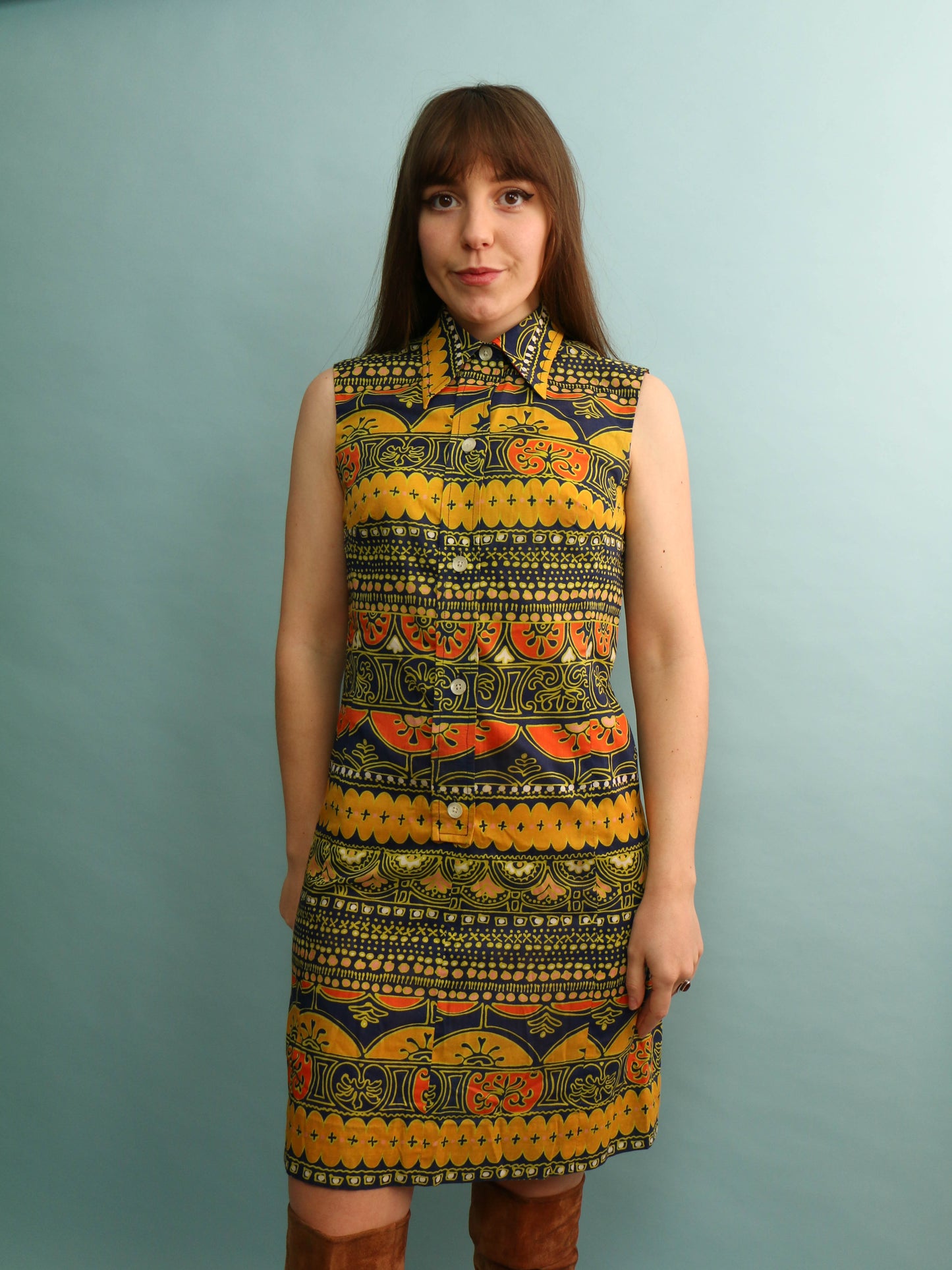 Vintage Printed Dress - Size S