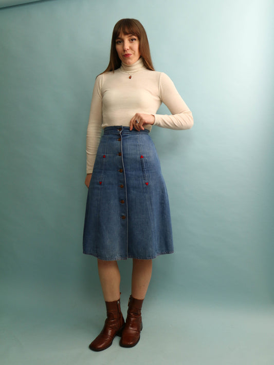 70s Denim Skirt - 23" Waist