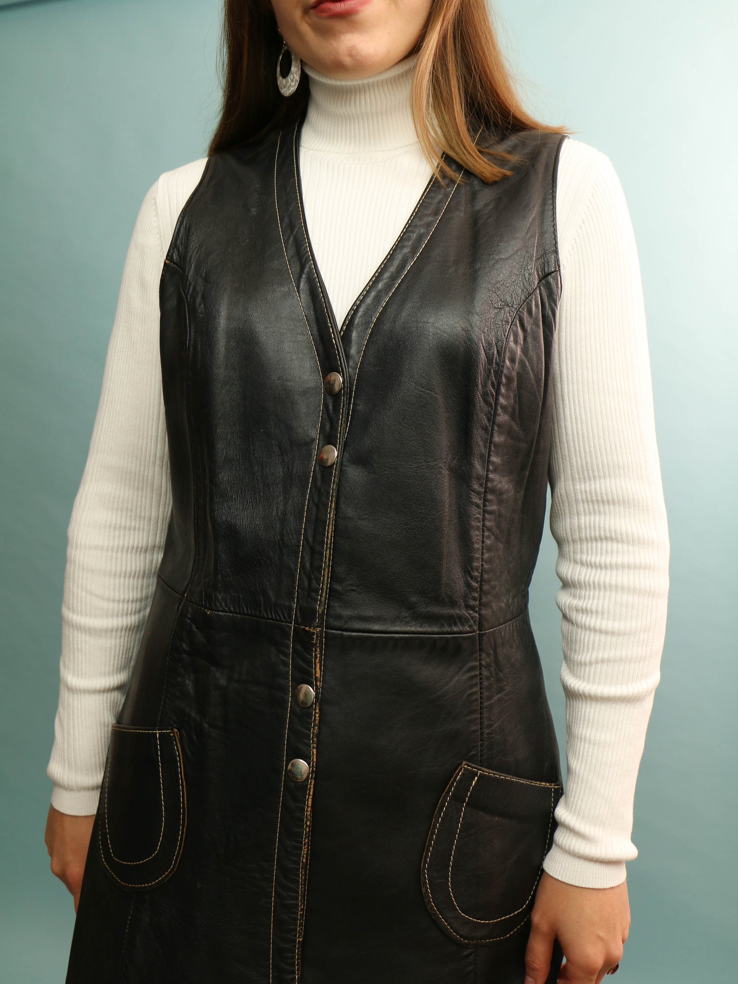 60s Leather Vest - Size M