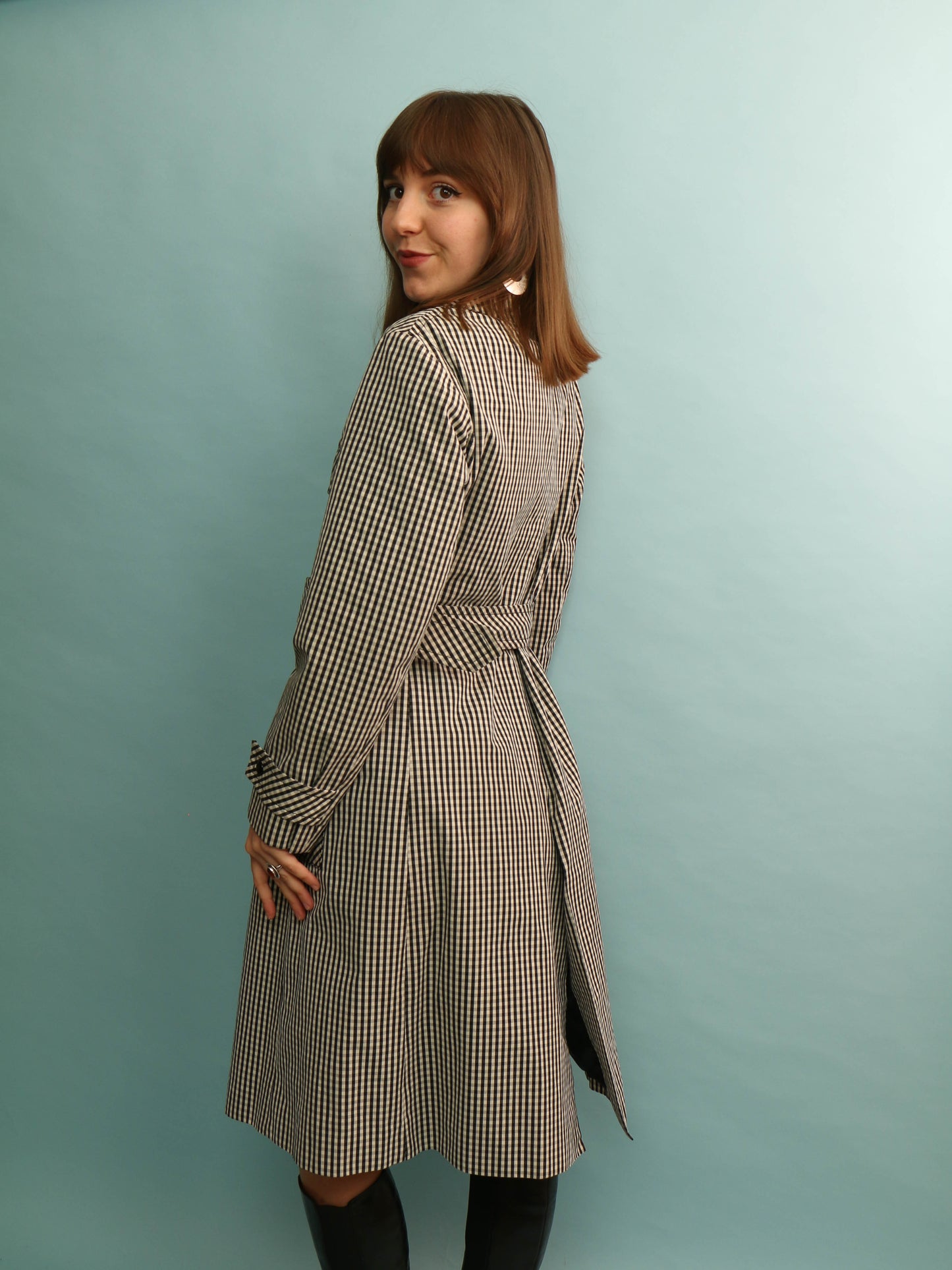 Vintage Checked Trench Coat - Size M/L