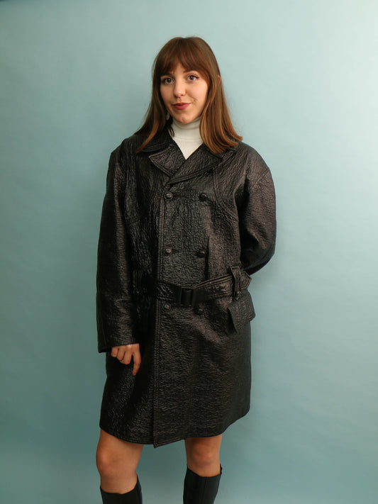 Vintage Vinyl Trench Coat - Size XXL