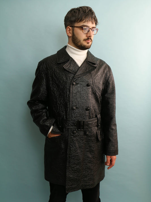 Vintage Vinyl Trench Coat - Size XXL