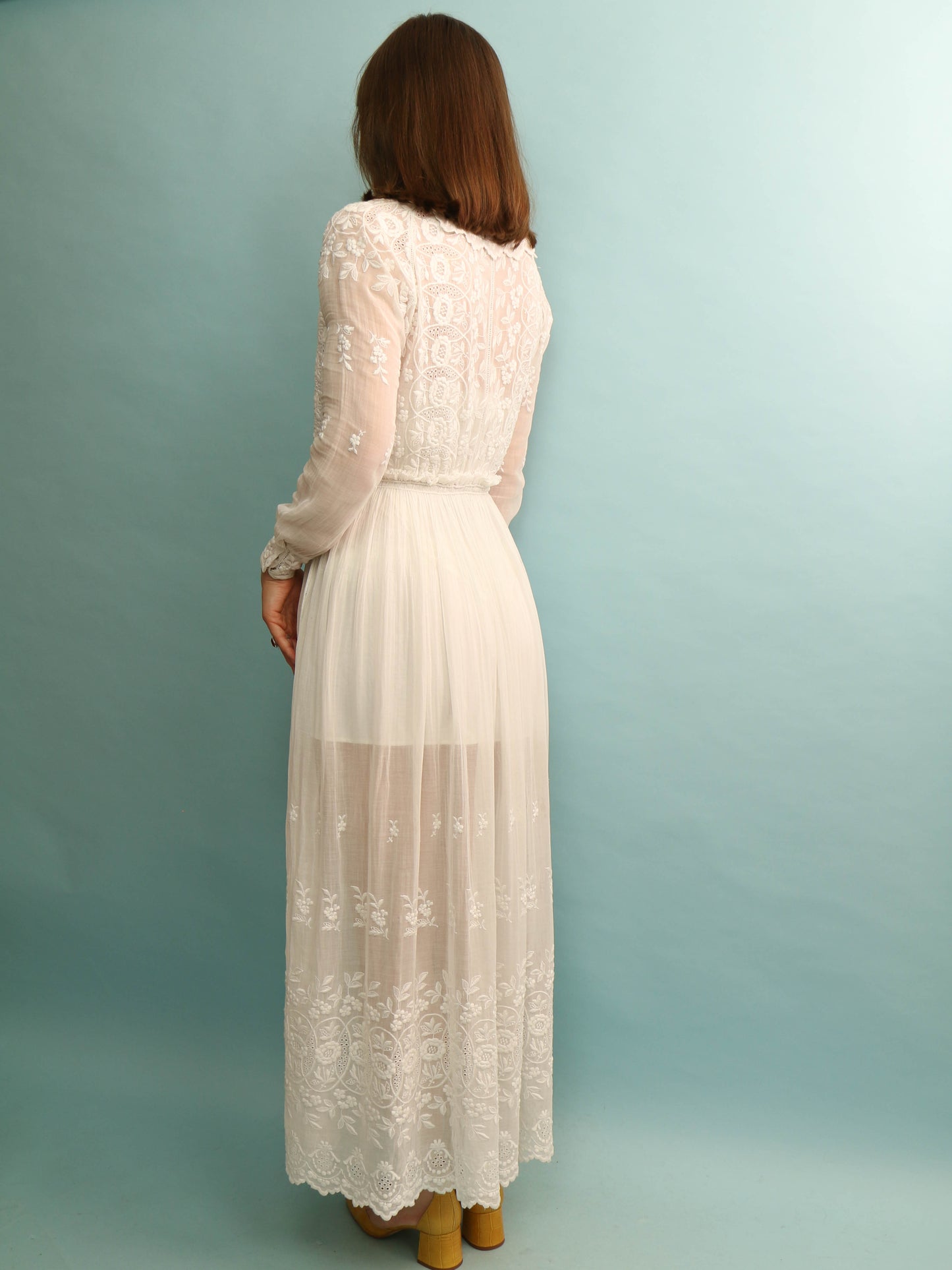 Vintage Embroidered Gown - Size XS